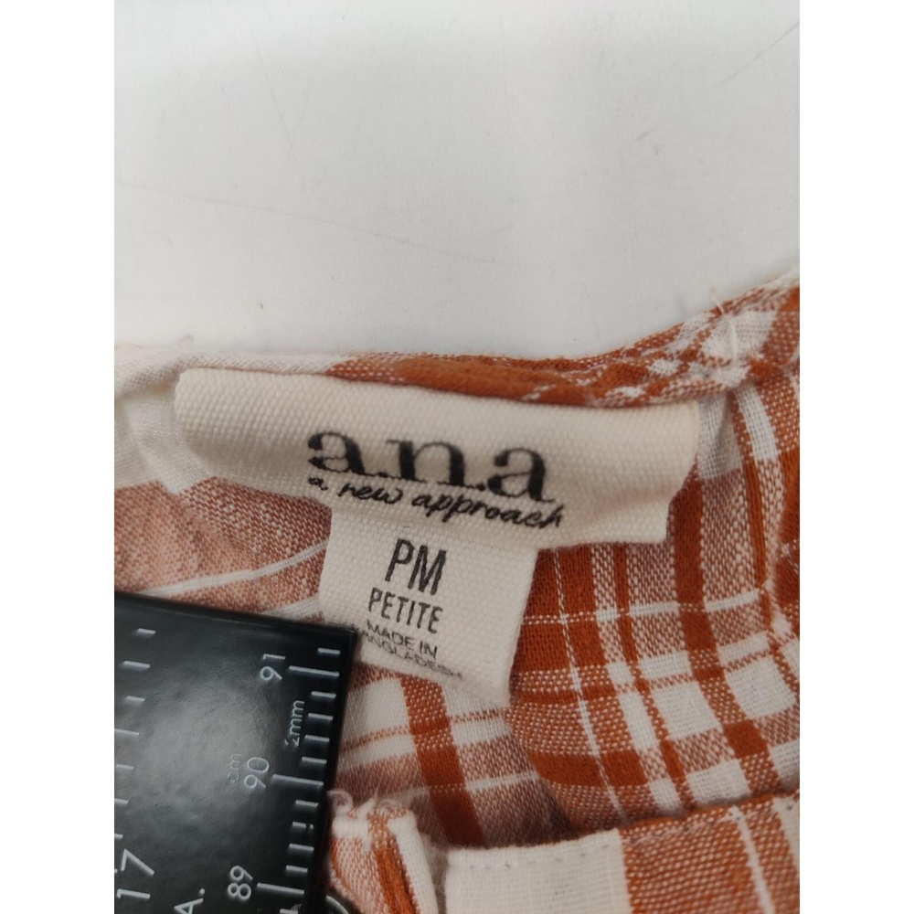 Ana Tank Top Womens Size Medium Petite Plaid Button Front Gathered Neckline Boho - Picture 6 of 10